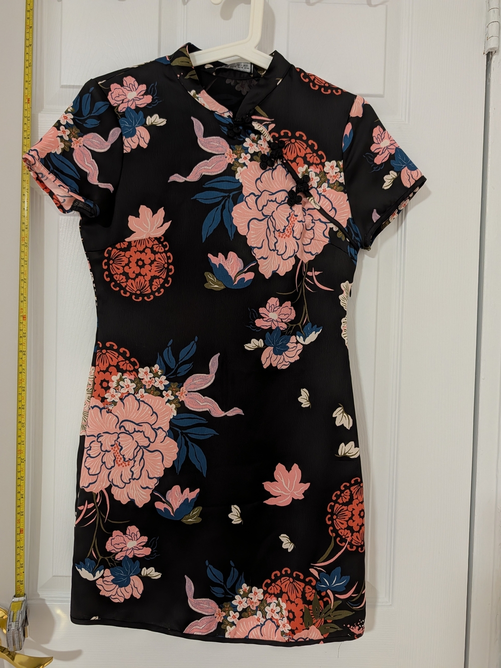 Zara Black Mini Dress with Pink and Blue Floral Print